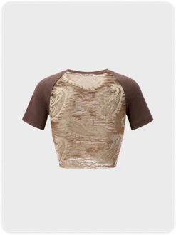 Kollyy Y2K Brown Patchwork Mesh Top T-Shirt -Tops Sales 93a80ae952214f555d7e8375db562804