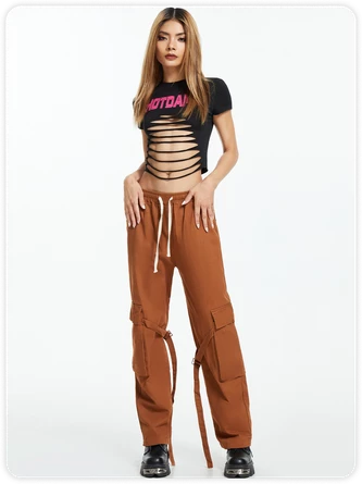 Kollyy Y2K Black Cut Out Letter Top T-Shirt 4 Kollyy Y2K Black Cut Out Letter Top T-Shirt - Image 4