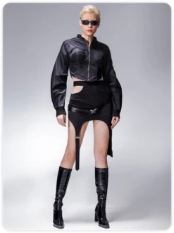 Kollyy Edgy Black Asymmetrical Design Long Sleeve Top Outwear 12 Kollyy Edgy Black Asymmetrical Design Long Sleeve Top Outwear -Tops Sales 947f8429aa90d9cfc77991cb3d36a433