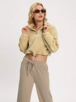 Kollyy Sweet Light Khaki Top Hoodie & Sweatshirt