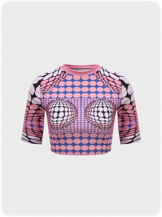 Kollyy Y2K Purple Polka Dot Body Print Party Top T-Shirt 2 Kollyy Y2K Purple Polka Dot Body Print Party Top T-Shirt - Image 2