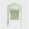 Kollyy Y2k Green Patchwork Mesh Top T-Shirt