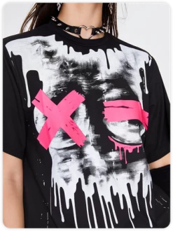 Kollyy Punk White Graffiti Figure Oversized Halloween Top T-Shirt -Tops Sales 9635d8008b17e68789d01b713d35e3f1