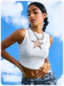 Kollyy Y2K White Star Cut Out Top Tank Top & Cami -Tops Sales 9741847427d156d9f386b98c5d535122