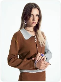 Kollyy Casual Brown Top Sweater -Tops Sales 97d28f46b601d6373f020326814d8b3b