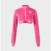 Kollyy Fashion Pink Velvet Zipper Top Hoodie & Sweatshirt