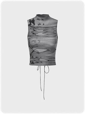 Kollyy Edgy Black Lace Up Abstract Top Tank Top & Cami 1 Kollyy Edgy Black Lace Up Abstract Top Tank Top & Cami