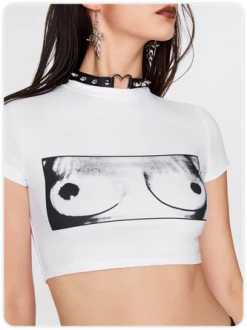 Kollyy Edgy White Body Print Slim Top T-Shirt -Tops Sales 9bde988775ecf4a64318a07d0d381e12