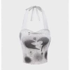 Kollyy White Graffiti Halter Top Tank Top & Cami