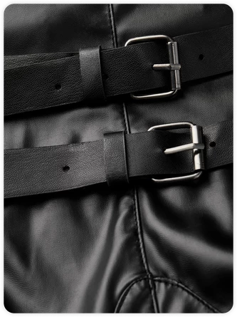 Kollyy Punk Black Patchwork Removable Straps Halloween Top T-Shirt 3 Kollyy Punk Black Patchwork Removable Straps Halloween Top T-Shirt - Image 3