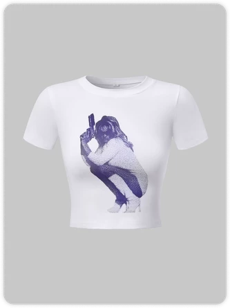 Kollyy Y2K White Figure Top T-Shirt 1 Kollyy Y2K White Figure Top T-Shirt