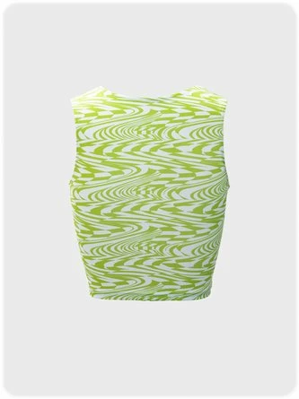 Kollyy Fashion Green Water Wave Sleeveless Top Tank Top & Cami 3 Kollyy Fashion Green Water Wave Sleeveless Top Tank Top & Cami - Image 3