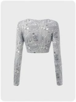 Kollyy Preppy1 Gray Abstract Cut Out Top T-Shirt -Tops Sales 9ef09b89a6cecfa92760123d91cb8376