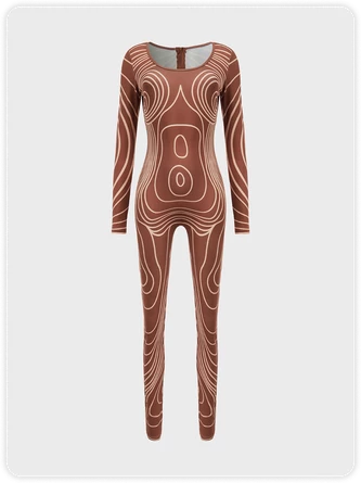 Kollyy Edgy Brown Body Print Top Jumpsuit 1 Kollyy Edgy Brown Body Print Top Jumpsuit