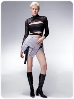 Kollyy Punk Black Mesh Tie Up Buckle Top Women Top 12 Kollyy Punk Black Mesh Tie Up Buckle Top Women Top -Tops Sales 9f90baa60fd4cd01bacaccae5c82a1bf