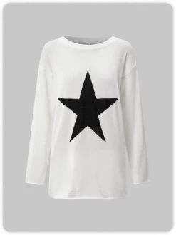 Kollyy Street White Star Cut Out Top Sweater