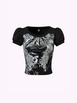 Kollyy Vintage Black Top T-Shirt