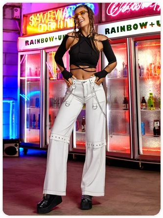 Kollyy Punk Black Lace-Up Design Cut Out Top T-Shirt 4 Kollyy Punk Black Lace-Up Design Cut Out Top T-Shirt - Image 4