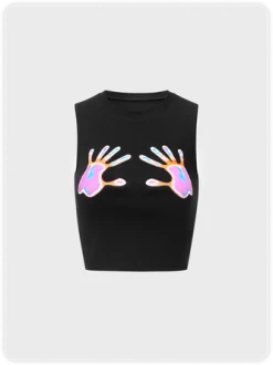 Kollyy Casual Black Top Tank Top & Cami