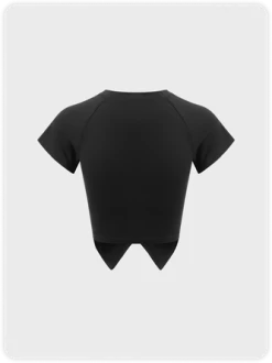 Kollyy Y2K Black Letter Button Back To School Top T-Shirt -Tops Sales a77f0b0ebc7758a4c76f8c7950440be1