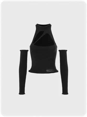 Kollyy Edgy Black Cut Out Top Sweater 2 Kollyy Edgy Black Cut Out Top Sweater - Image 2