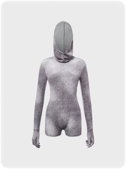 Kollyy Y2k Gray Hooded Top Jumpsuit -Tops Sales a87c6bc0db8d2357c63150c86486b762