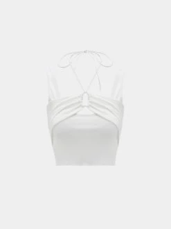 Kollyy Street White Cut Out Lace Up Top Tank Top & Cami