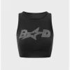 Kollyy Y2K Black Letter Hotfix Rhinestone Top Tank Top & Cami