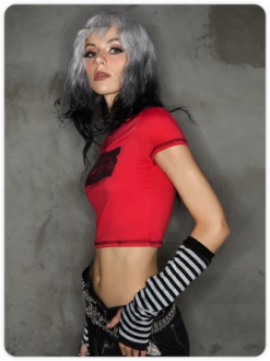 Kollyy Punk Red Letter Tiered Design Halloween Top T-Shirt -Tops Sales aac8fa912846dc06976b5385115b4e01