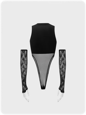 Kollyy Edgy Black Metal Patchwork Letter Cyberpunk Top Bodysuit 8 Kollyy Edgy Black Metal Patchwork Letter Cyberpunk Top Bodysuit - Image 8