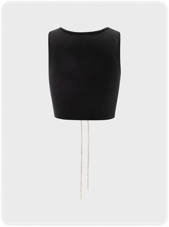 Kollyy Street Black Metal Chain Lace Up Top Tank Top & Cami 4 Kollyy Street Black Metal Chain Lace Up Top Tank Top & Cami - Image 4