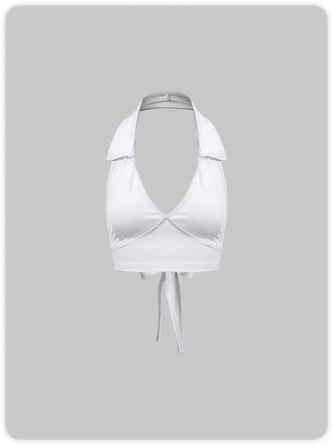 Kollyy Street White Tie Up Deep V Neck Top Tank Top & Cami 1 Kollyy Street White Tie Up Deep V Neck Top Tank Top & Cami