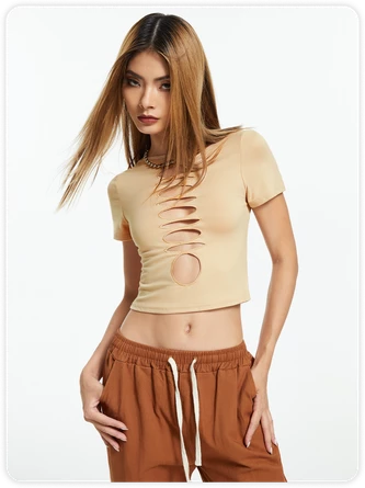 Kollyy Khaki Top T-Shirt 2 Kollyy Khaki Top T-Shirt - Image 2