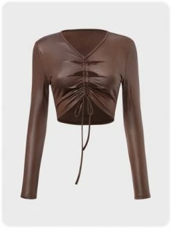 Kollyy Vintage Light Brown Top T-Shirt