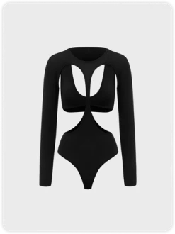 Kollyy Street Black Cut Out Top Bodysuit