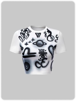 Kollyy Y2K White Graffiti Top T-Shirt