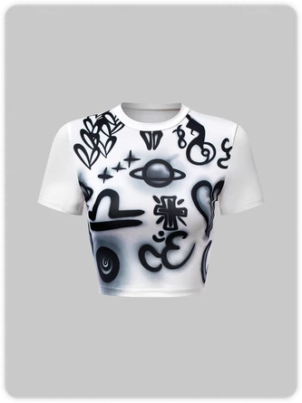 Kollyy Y2K White Graffiti Top T-Shirt 1 Kollyy Y2K White Graffiti Top T-Shirt