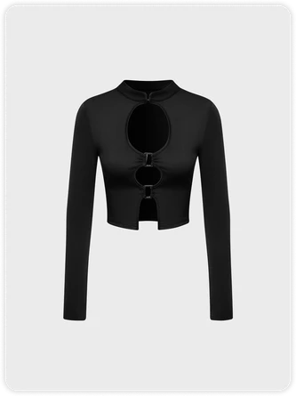 Kollyy Punk Black Cut Out Metal Top T-Shirt 1 Kollyy Punk Black Cut Out Metal Top T-Shirt