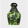 Kollyy Y2K Darkgreen Tie Dye Halter Top Tank Top & Cami