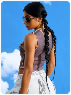 Kollyy Y2K Brown Cut Out Letter Irregular Hem Top Tank Top & Cami -Tops Sales b39a8e21e17bb949caeeaf130a25a618