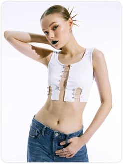 Kollyy White Cut Out Clip Top Tank Top & Cami