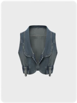 Kollyy Street Blue V-Neck Pockets Ombre Vintage Top Tank Top & Cami