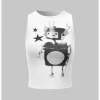 Kollyy Street White Star Top Tank Top & Cami