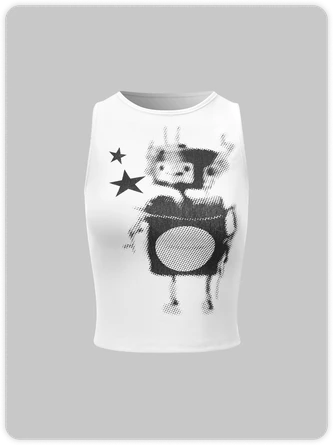 Kollyy Street White Star Top Tank Top & Cami 1 Kollyy Street White Star Top Tank Top & Cami