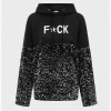 Kollyy Street Black Patchwork Glitter Graphic Top Hoodie & Sweatshirt
