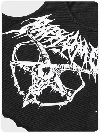 Kollyy Punk Black Graphic Totem Halloween Top Tank Top & Cami 2 Kollyy Punk Black Graphic Totem Halloween Top Tank Top & Cami - Image 2