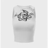 Kollyy Street White Metal Skull Cut Out Halloween Top Tank Top & Cami
