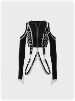 Kollyy Street White Cut Out Top T-Shirt