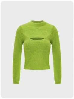 Kollyy Casual Fluorescent Green Top Sweater