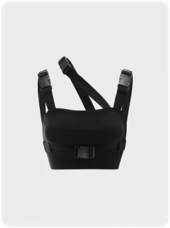 Kollyy Street Black Asymmetrical Design Cyberpunk Top Tank Top & Cami